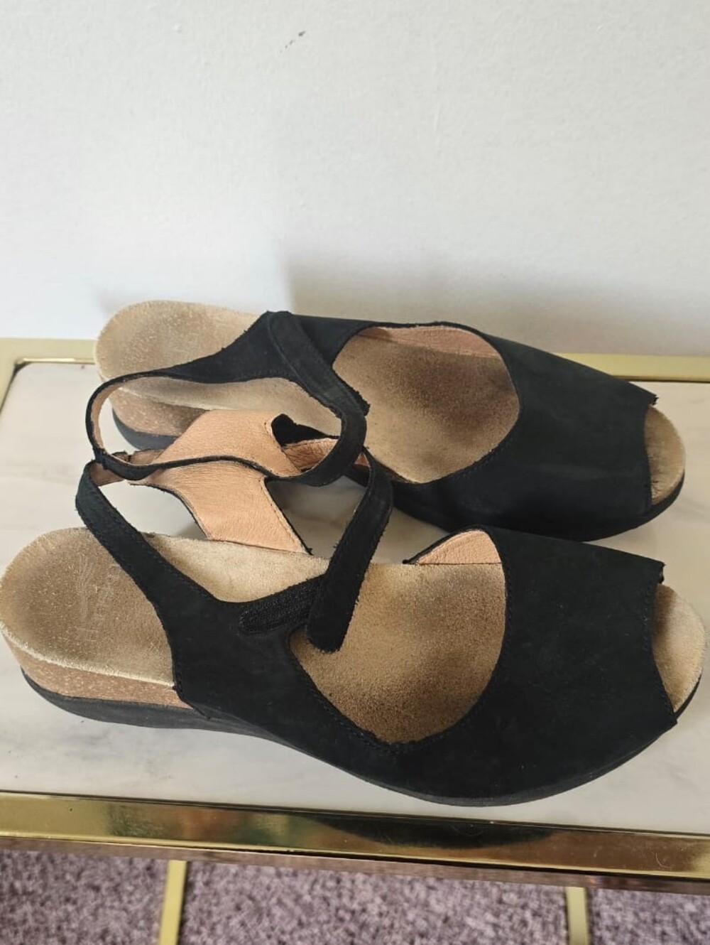 Women's Black Suede Open-Toe Slingback SandalsDansko Marcy Slip-On Wedge Sandal - Picture 2 of 6